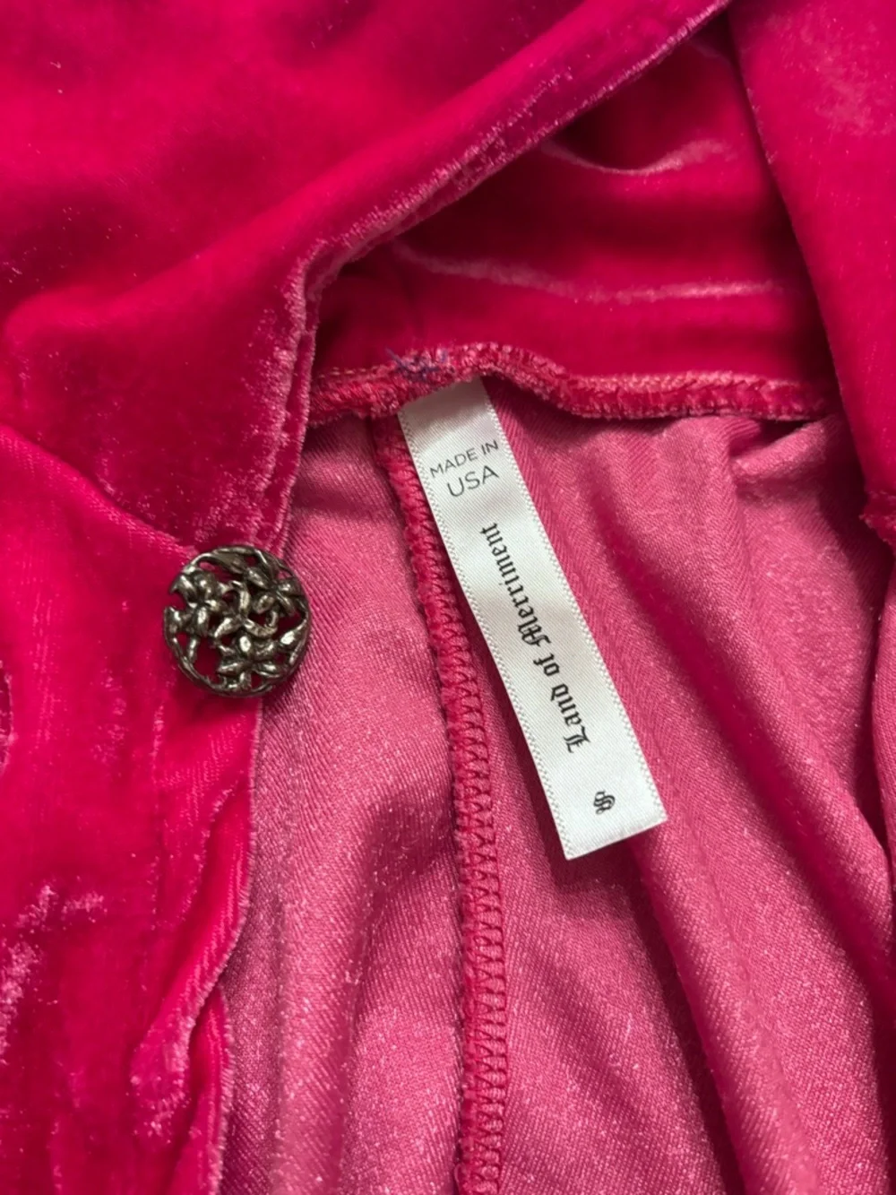 Land of Merriment Kids Hooded Crushed Velvet Cape Hot Pink Small Dress Up